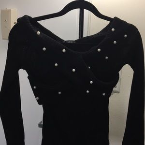 Black SHEIN cropped off the shoulder sweater